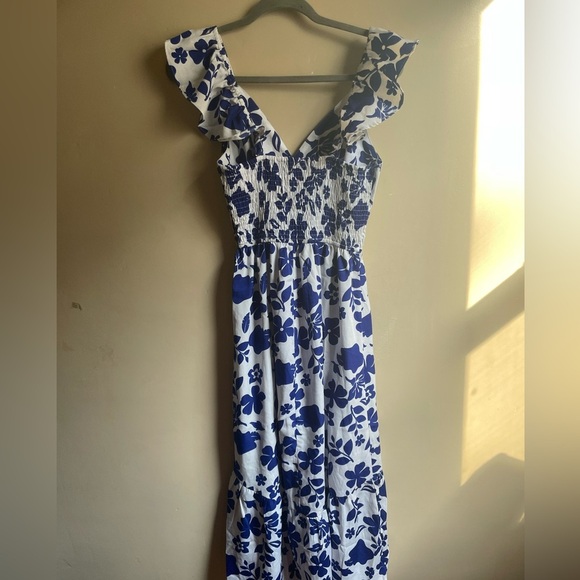 Women’s ruffle sleeve floral midi ruffle dress size S - Picture 4 of 8